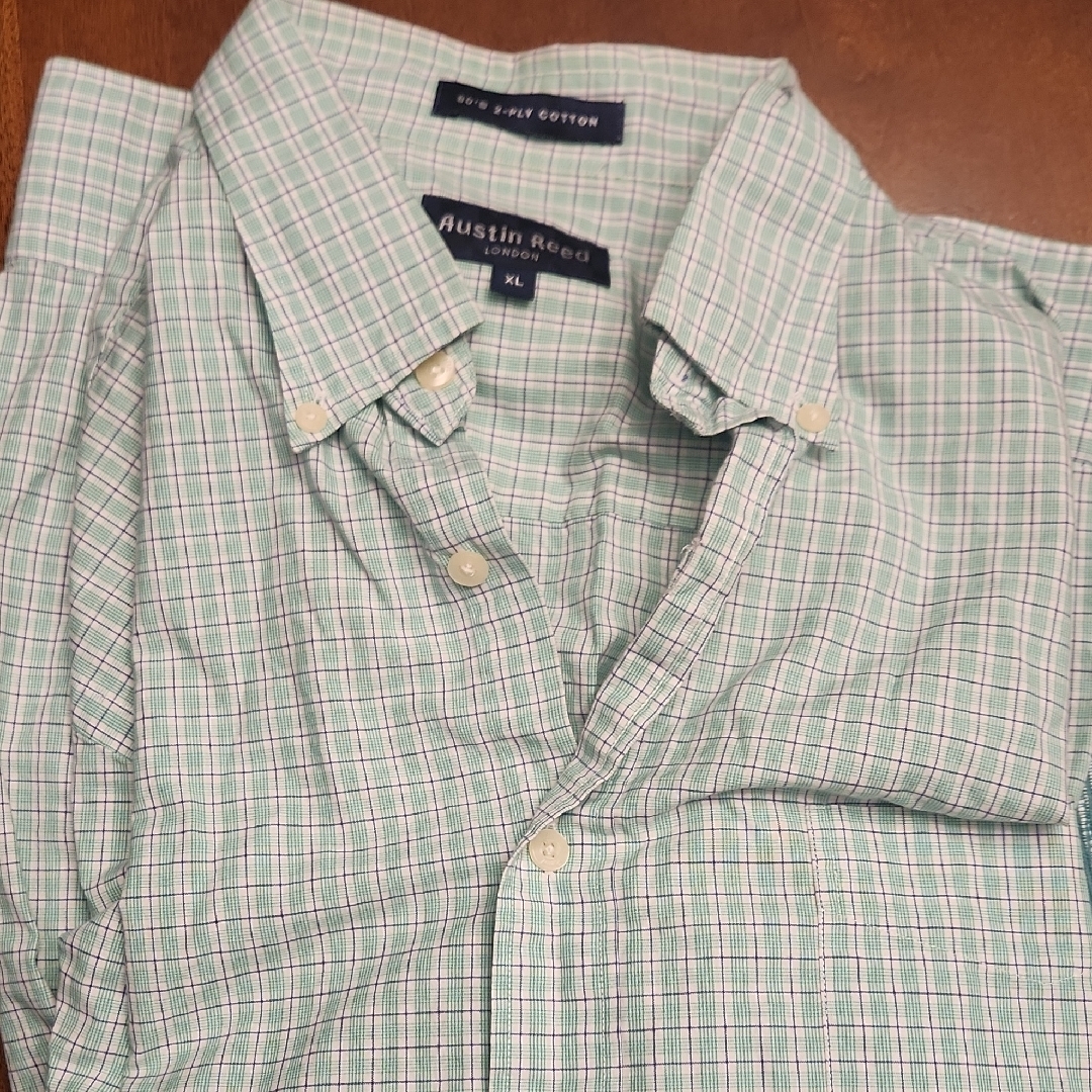 Austin Reed Mens Green Plaid Shirt